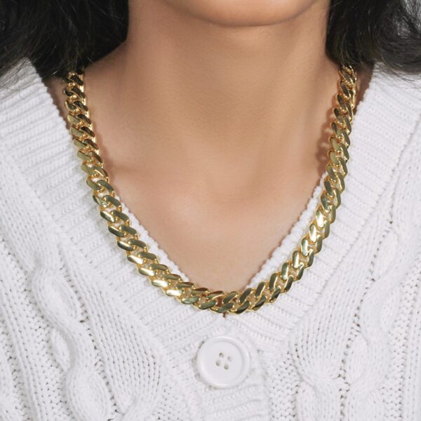 14k Yellow Gold Polished Miami Cuban Chain Necklace - Image 6