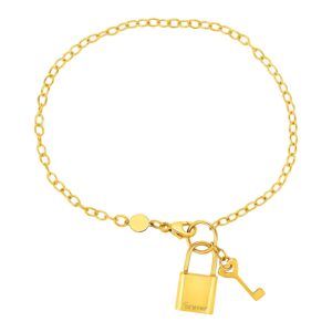 Bracelet with Lock and Key in 14k Yellow Gold (3.00 mm)