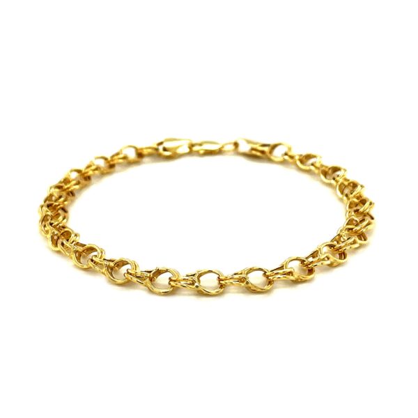 Double Interlocking Link Bracelet in 10k Yellow Gold - Image 2