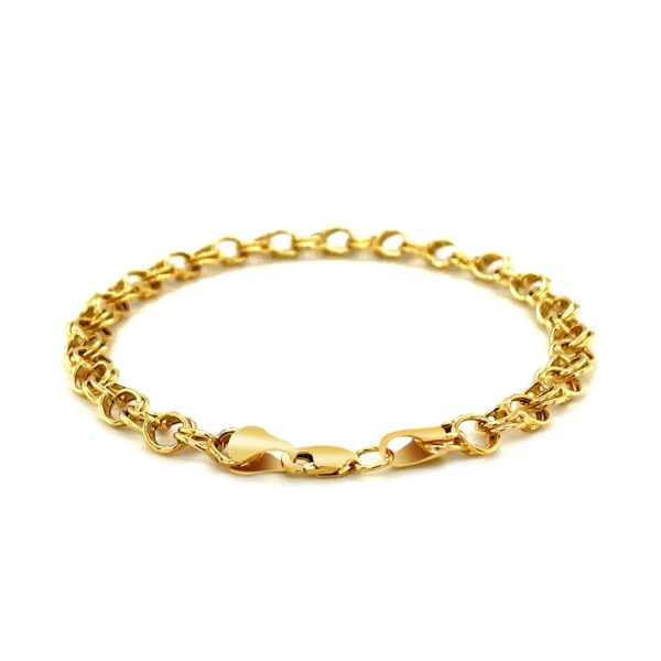 Double Interlocking Link Bracelet in 10k Yellow Gold - Image 3