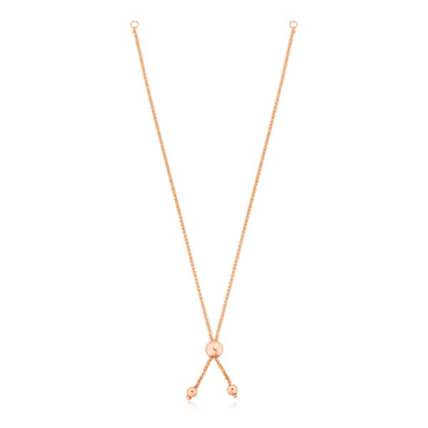 10k Rose Gold 8 inch Adjustable Friendship Bracelet Chain with Ball Slide