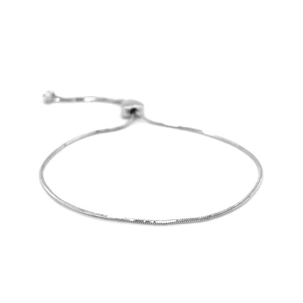 14k White Gold Adjustable Lariat Style Heart Motif Bracelet - Image 2