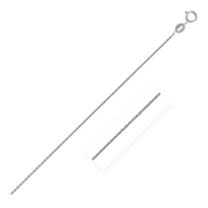 14k White Gold Oval Cable Link Chain (0.85 mm)