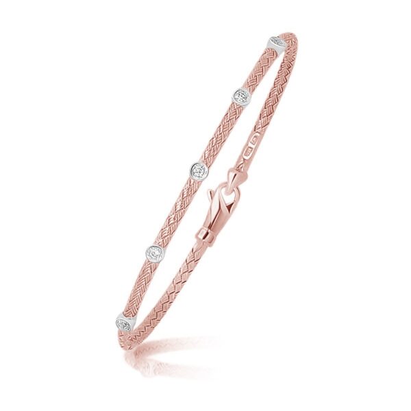 14k Two Tone Gold Diamond Accent Station Basket Weave Bracelet (3.00 mm)