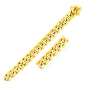 14k Yellow Gold Semi Solid Miami Cuban Chain (11.10 mm)