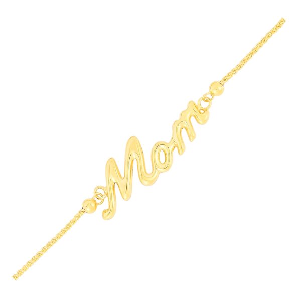 14k Yellow Gold MOM Style Lariat Bracelet - Image 2