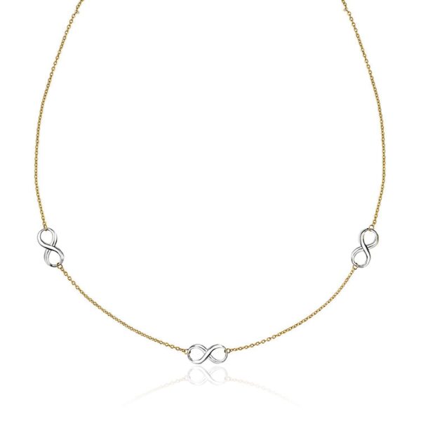 14k Two-Tone Gold Chain Necklace with Polished Infinity Stations