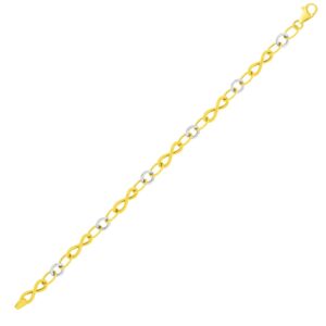 14k Two-Tone Gold Oval and Infinity Motif Link Bracelet (3.00 mm)