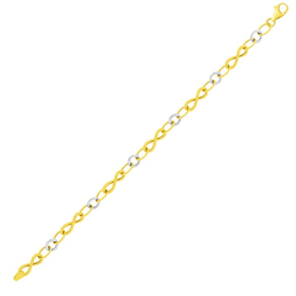 14k Two-Tone Gold Oval and Infinity Motif Link Bracelet (3.00 mm)