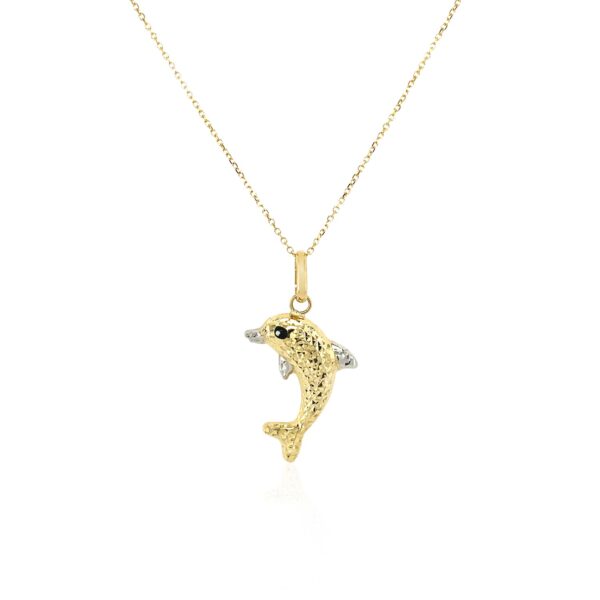 14k Two-Toned Yellow and White Gold Reversible Dolphin Pendant - Image 2