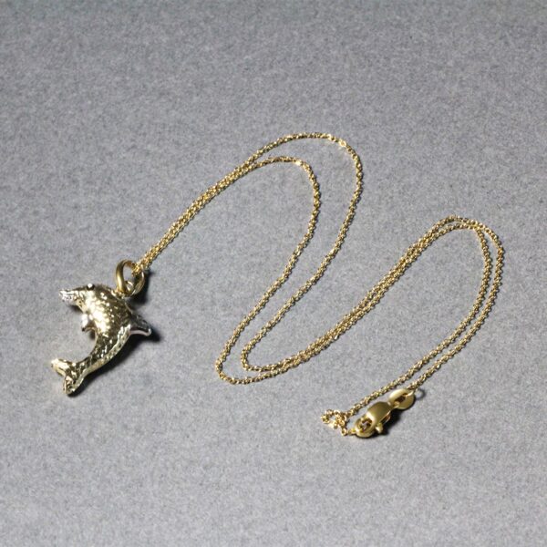 14k Two-Toned Yellow and White Gold Reversible Dolphin Pendant - Image 5