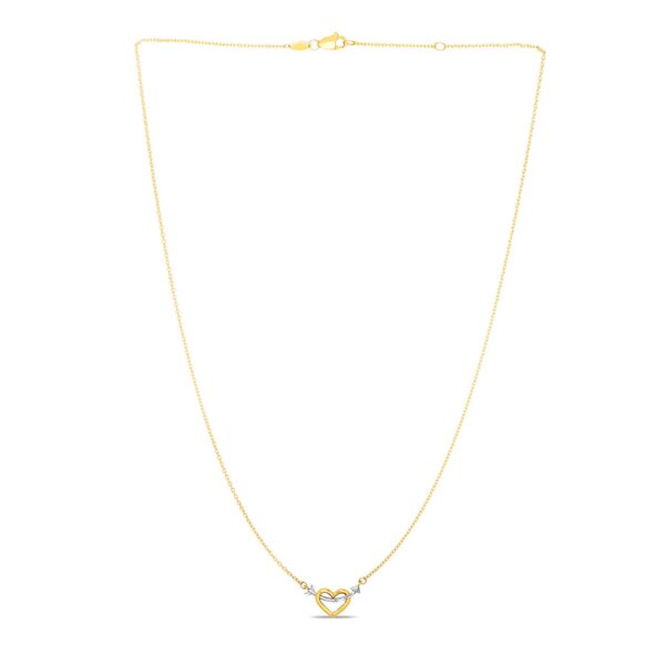 14k Two-Tone Gold Necklace with Interlaced Heart and Arrow Charm - Image 2