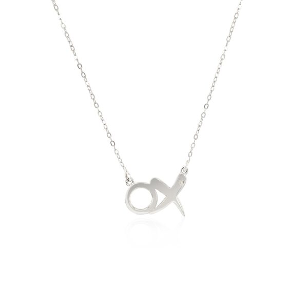 Sterling Silver 18 inch Necklace with XO Pendant with Diamond - Image 2