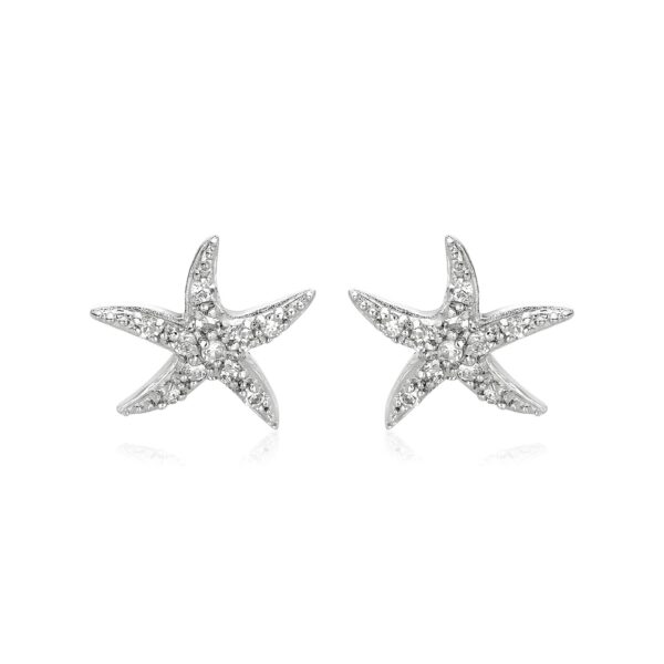 Sterling Silver Starfish Earrings with Cubic Zirconias