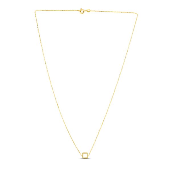 14k Yellow Gold Necklace with Petite Open Square Pendant - Image 2
