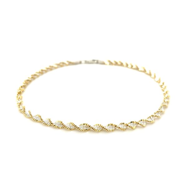 Sterling Silver Yellow Toned Twisted Chain Anklet - Image 2