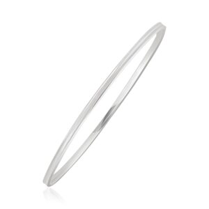 14k White Gold Concave Motif Thin  Stackable Bangle (3.15 mm)