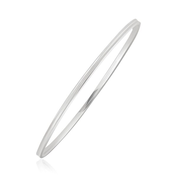 14k White Gold Concave Motif Thin  Stackable Bangle (3.15 mm)