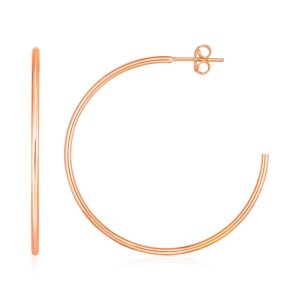 14k Rose Gold Polished Hoop Earrings(1.5x40mm)