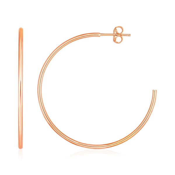 14k Rose Gold Polished Hoop Earrings(1.5x40mm)