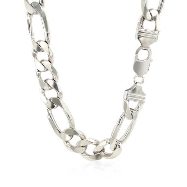 Rhodium Plated Sterling Silver Figaro Style Chain (13.60 mm) - Image 3