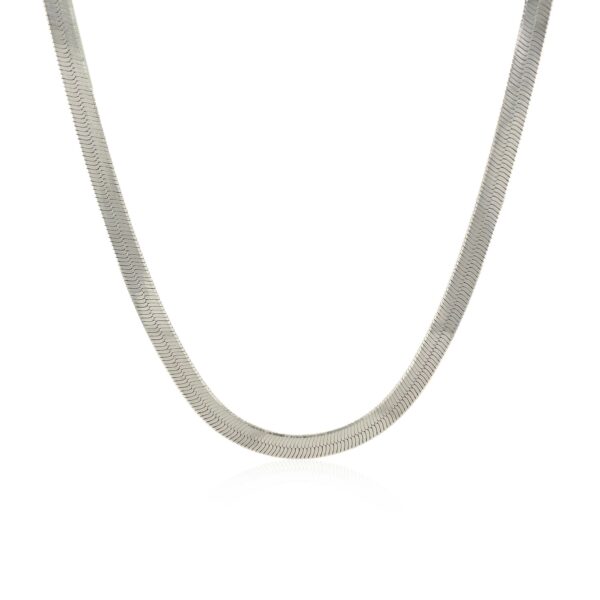Sterling Silver Rhodium Plated Herringbone Chain (4.20 mm) - Image 2