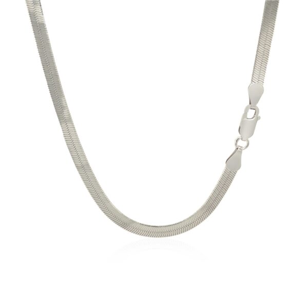 Sterling Silver Rhodium Plated Herringbone Chain (4.20 mm) - Image 3