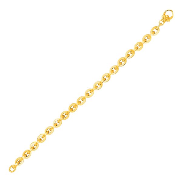 Shiny Oval Link Bracelet in 14k Yellow Gold (6.50 mm)
