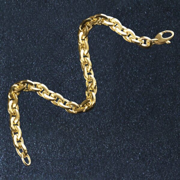 Shiny Oval Link Bracelet in 14k Yellow Gold (6.50 mm) - Image 2