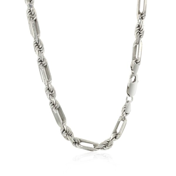 Sterling Silver Rhodium Plated Figarope Chain (5.00 mm) - Image 3