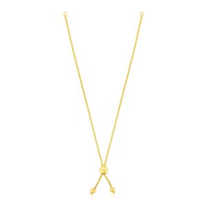 14k Yellow Gold 8 inch Adjustable Friendship Bracelet Chain with Ball Slide