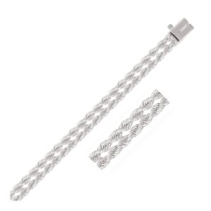 14k White Gold Dual Row Rope Bracelet  (4.80 mm)