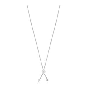 14k White Gold 8 inch Adjustable Friendship Bracelet Chain with Ball Slide