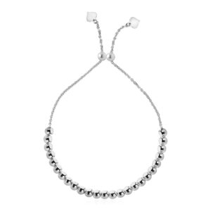 Adjustable Shiny Beaded Bracelet in Sterling Silver (1.30 mm)