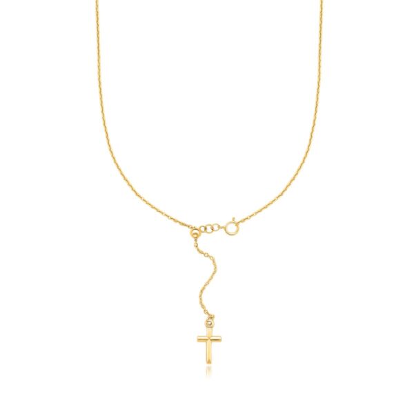 14K Yellow Gold Adjustable Cross Necklace