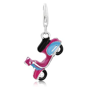 Sterling Silver Scooter Charm with Multi Tone Enamel Coating