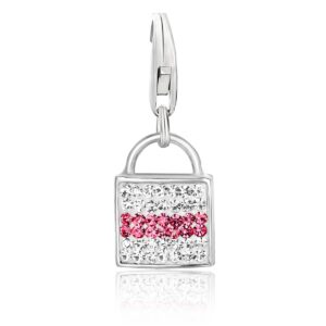 Sterling Silver Handbag Charm with Multi Tone Crystal Embellishments