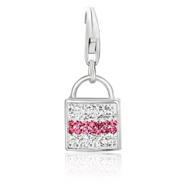 Sterling Silver Handbag Charm with Multi Tone Crystal Embellishments