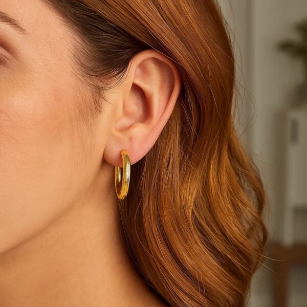 Endless Engraved Round Hoop Earrings in 14K Yellow Gold - Image 3