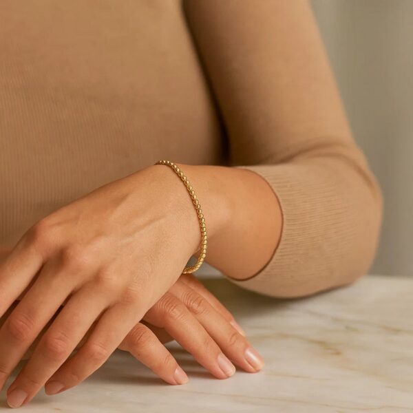 Moon Cut Bead Stretch Bracelet in 14K Yellow Gold (2.90 mm) - Image 4