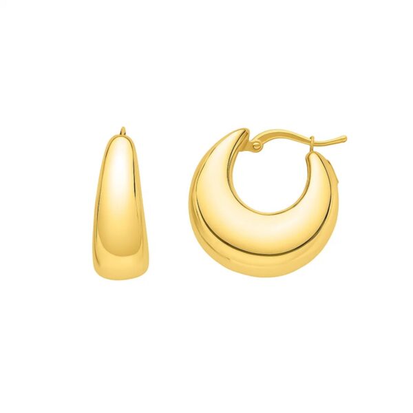 14k Yellow Gold Large Tapered Hoop Earrings(20x20mm) - Image 2