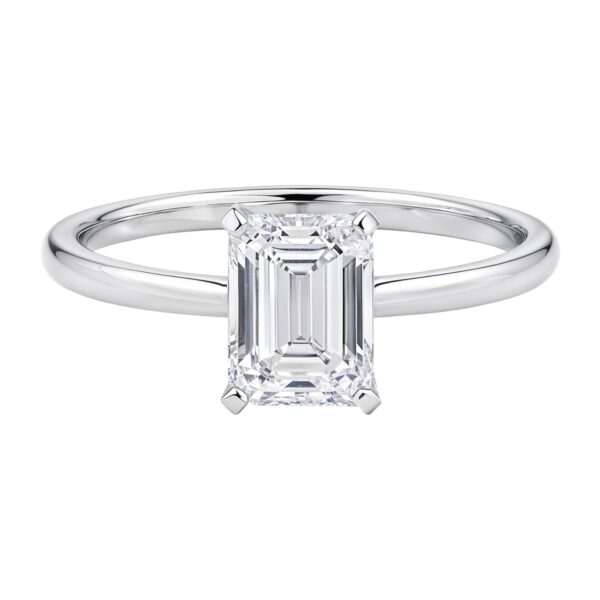 1 1/2 Carat Emerald Lab Grown IGI G/VS1 Diamond Solitaire Ring in 14K White Gold - Image 4