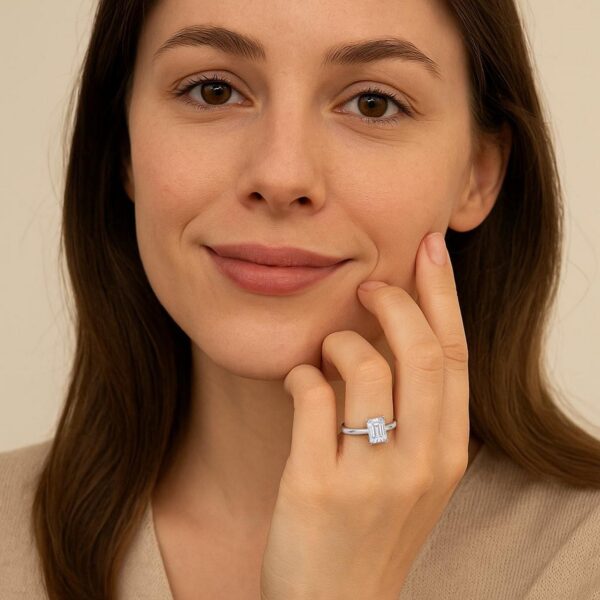 1 1/2 Carat Emerald Lab Grown IGI G/VS1 Diamond Solitaire Ring in 14K White Gold - Image 6
