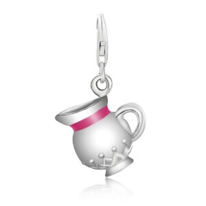 Sterling Silver Water Jug with Pink Enamel Accent Charm