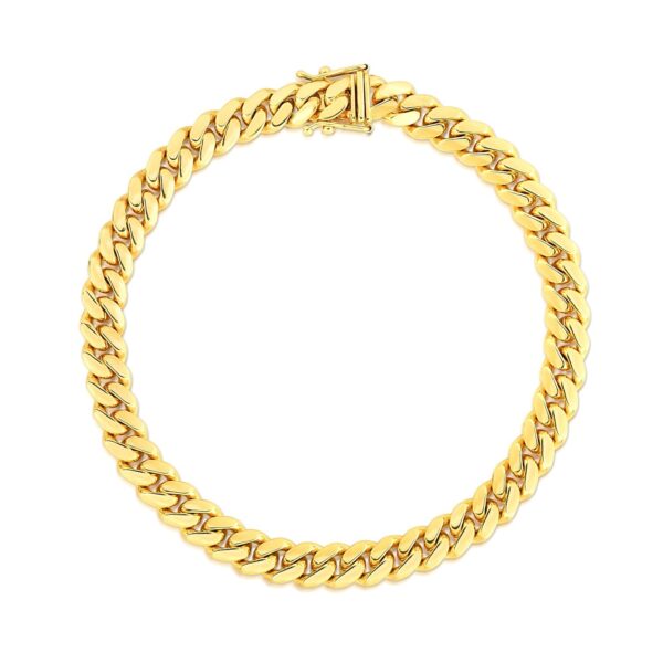 10k Yellow Gold Classic Miami Cuban Solid Bracelet (7.10 mm) - Image 2