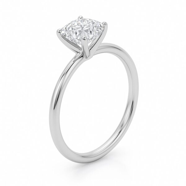1 Carat Cushion Lab Grown IGI G/VS1 Diamond Solitaire Ring in 10K White Gold - Image 3