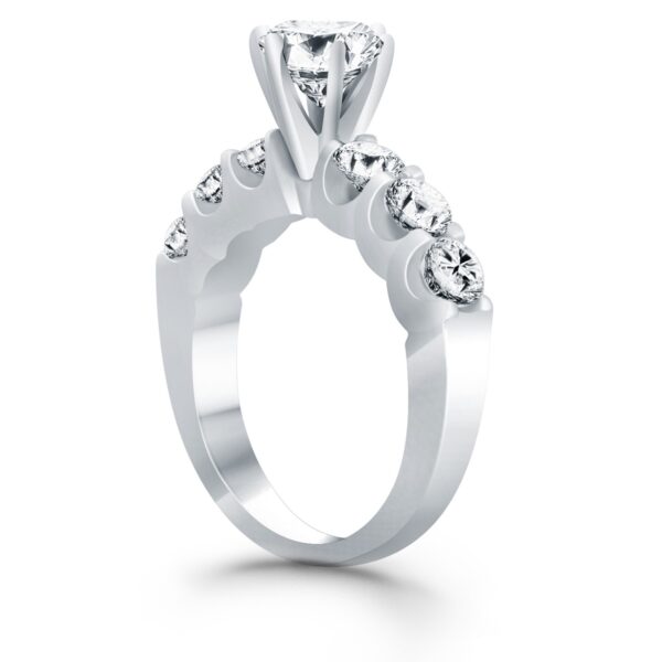 14k White Gold Shared Prong Diamond Engagement Ring - Image 3