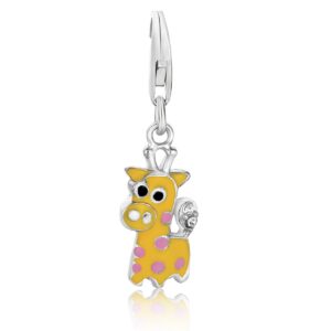 Sterling Silver Giraffe Multi Color Enameled Charm