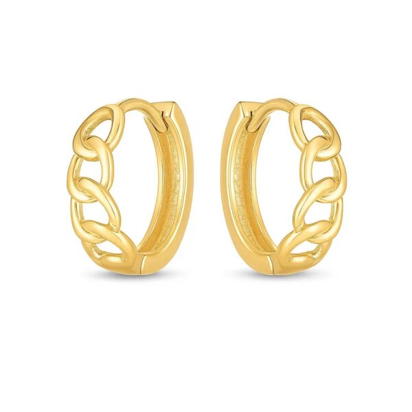 14k Yellow Gold Curb Huggie Hoop - Image 2