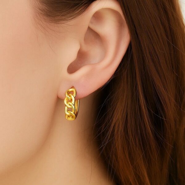 14k Yellow Gold Curb Huggie Hoop - Image 3